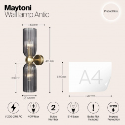 Настенный светильник Maytoni Antic MOD302WL-02GR