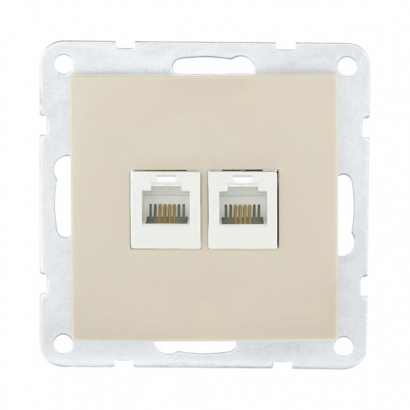 Розетка LK Studio компьютерная 2хRJ-45 кат. 5е с накладкой (бежевый) LK60 866201-1