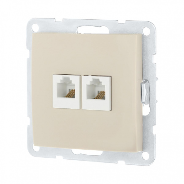 Розетка LK Studio компьютерная 2хRJ-45 кат. 5е с накладкой (бежевый) LK60 866201-1