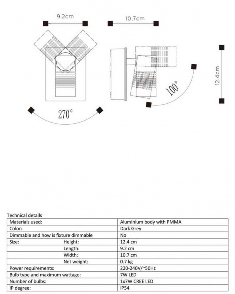 Уличный настенный светодиодный светильник Lucide Bran 27817/07/29