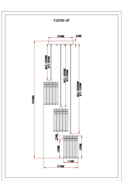 Подвесная люстра Moderli Levi V10760-3P