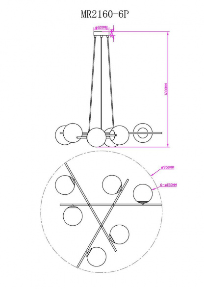 Подвесная люстра MyFar Ilana MR2160-6P